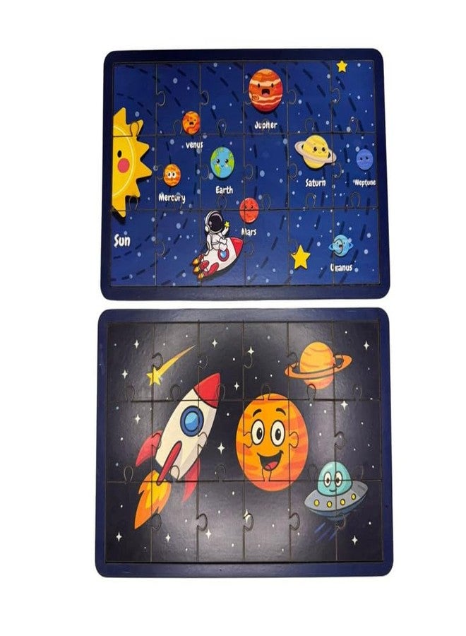 ESPtronics 2 Pieces of Solar System Jigsaw Puzzles for Kids Educational Space Puzzle with Planets, Rocket & Astronaut STEM Learning Toy for Toddlers Ages 4-8 Preschool & Montessori Gift for Boy & Girl - Image 1